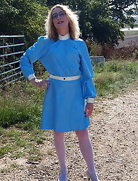 Outdoors in a Blue Latex Dress from Latex and Lovers .co.uk
