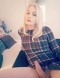 Blonde ladyboy hookers are posing seminaked outdoors