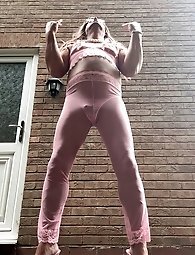Pink outfit and heels with sexy crossdresser kellycd2022