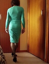 Crossdress Bedroom Little Blue Dress Striptease