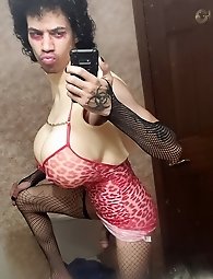 Femboy Bulge Showing with Sissy Panties in a series of images